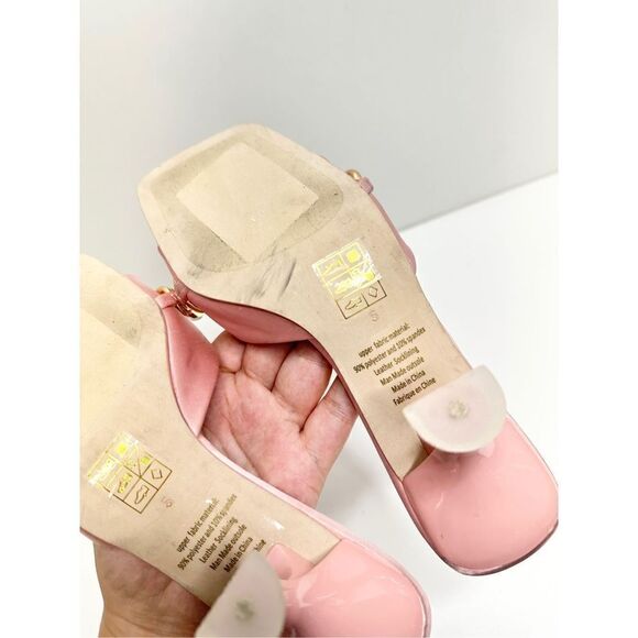 Jeffrey Campbell Sandals Womens Size 5 Pink Satin Chain Slip On Shoes Barbiecore - Picture 10 of 11